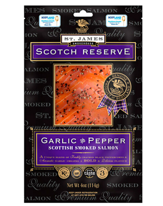 St James Smokehouse Smoked Salmon : Garlic and Cracked Pepper (114g)
